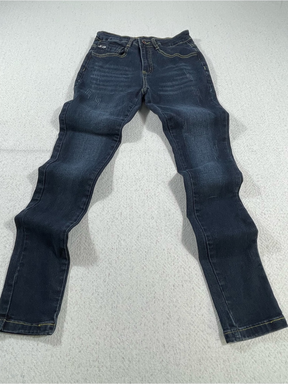 JKXP Women’s Slim Skinny Stretch Blue Denim slight Distressed Jeans Sz28.#0690